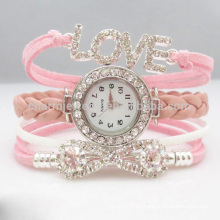 Qualitäts-neue Art- und Weiseverpackung um Armband-Uhr Bowknot-Kristallfrauen-Lederarmband-Armbanduhren CBW002